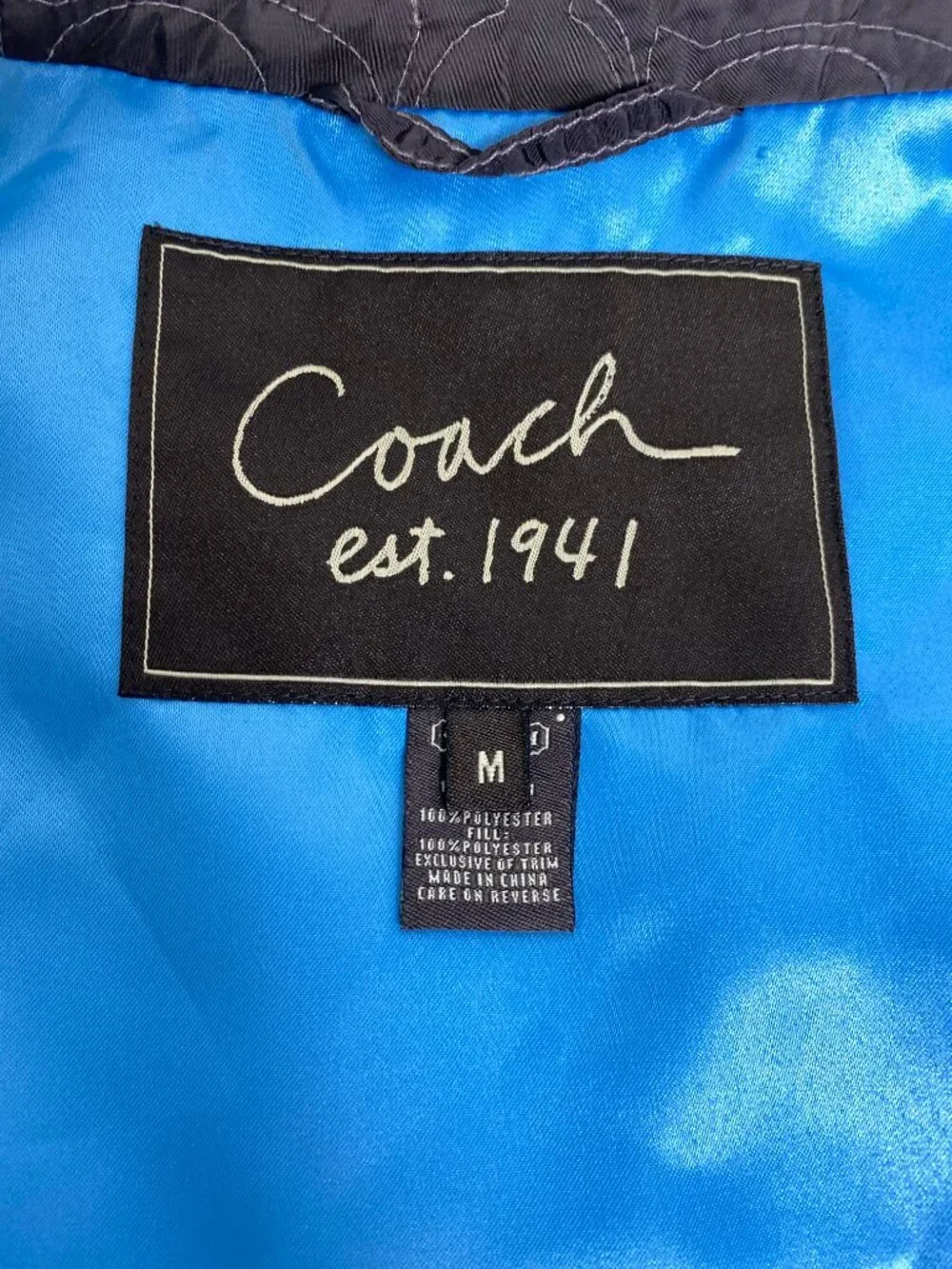 Coach Signature C Quilted Barn Jacket Brown Blue Size M Vintage